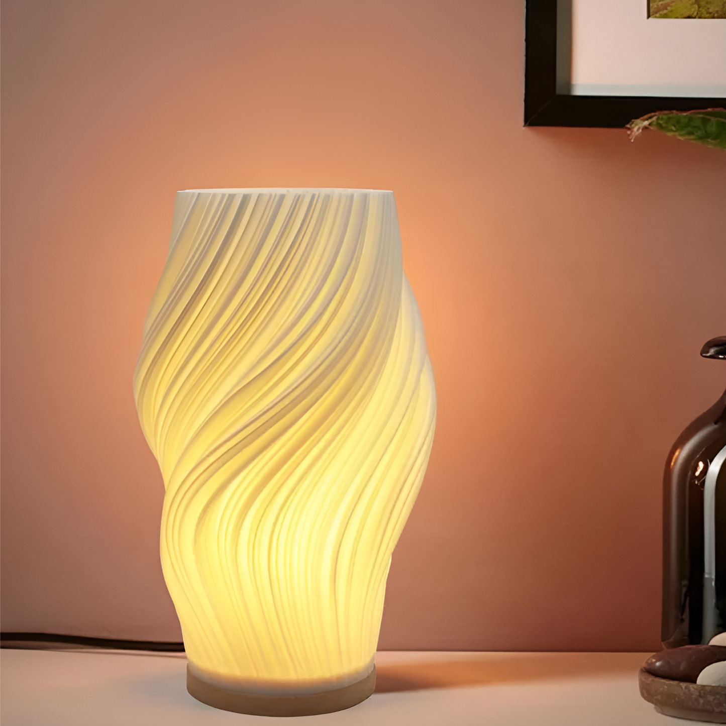 ÉclatVague – Moderne 3D-golflamp met elegant metalen voet