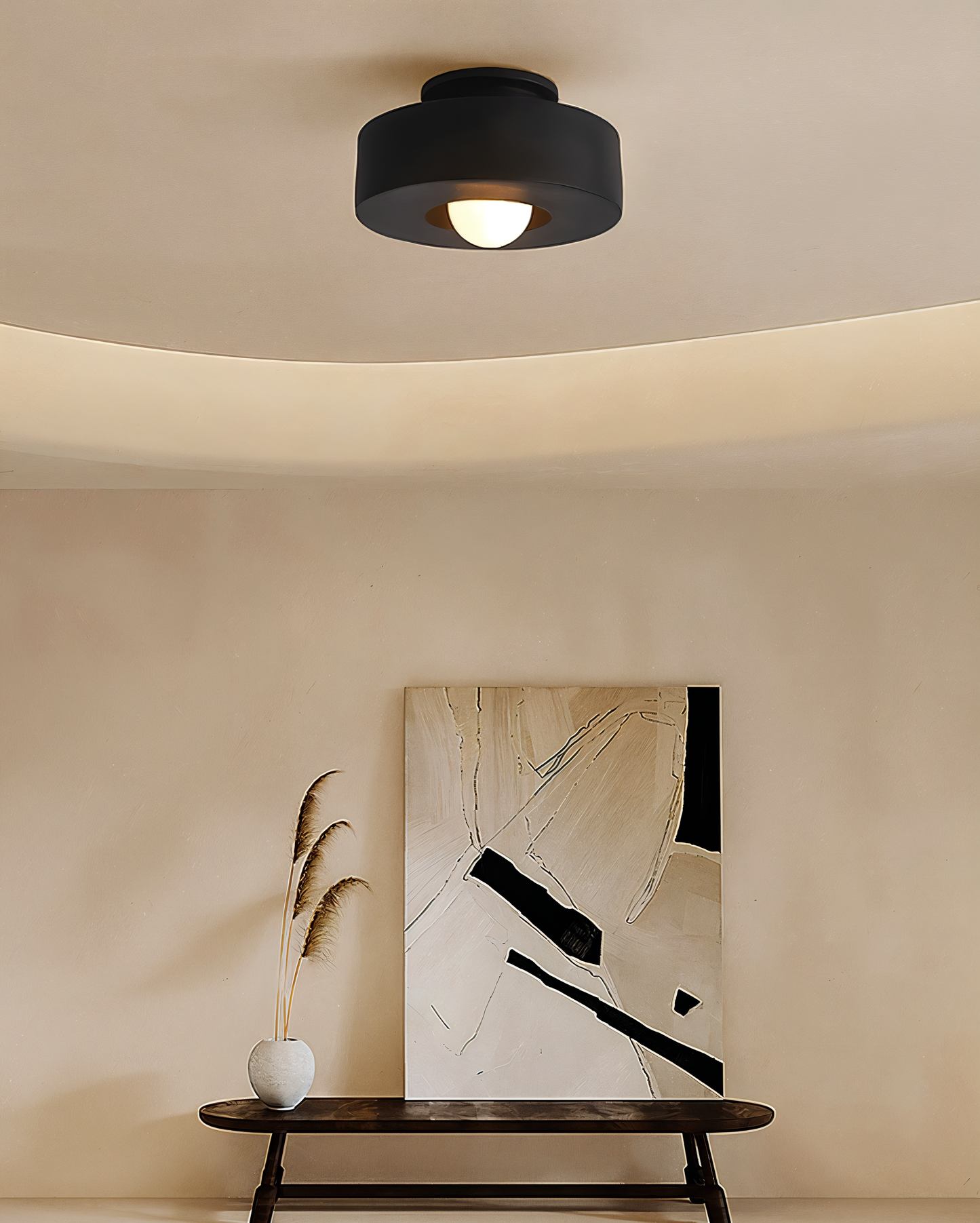 Lunava | Semi-inbouwplafondlamp van hars en glas