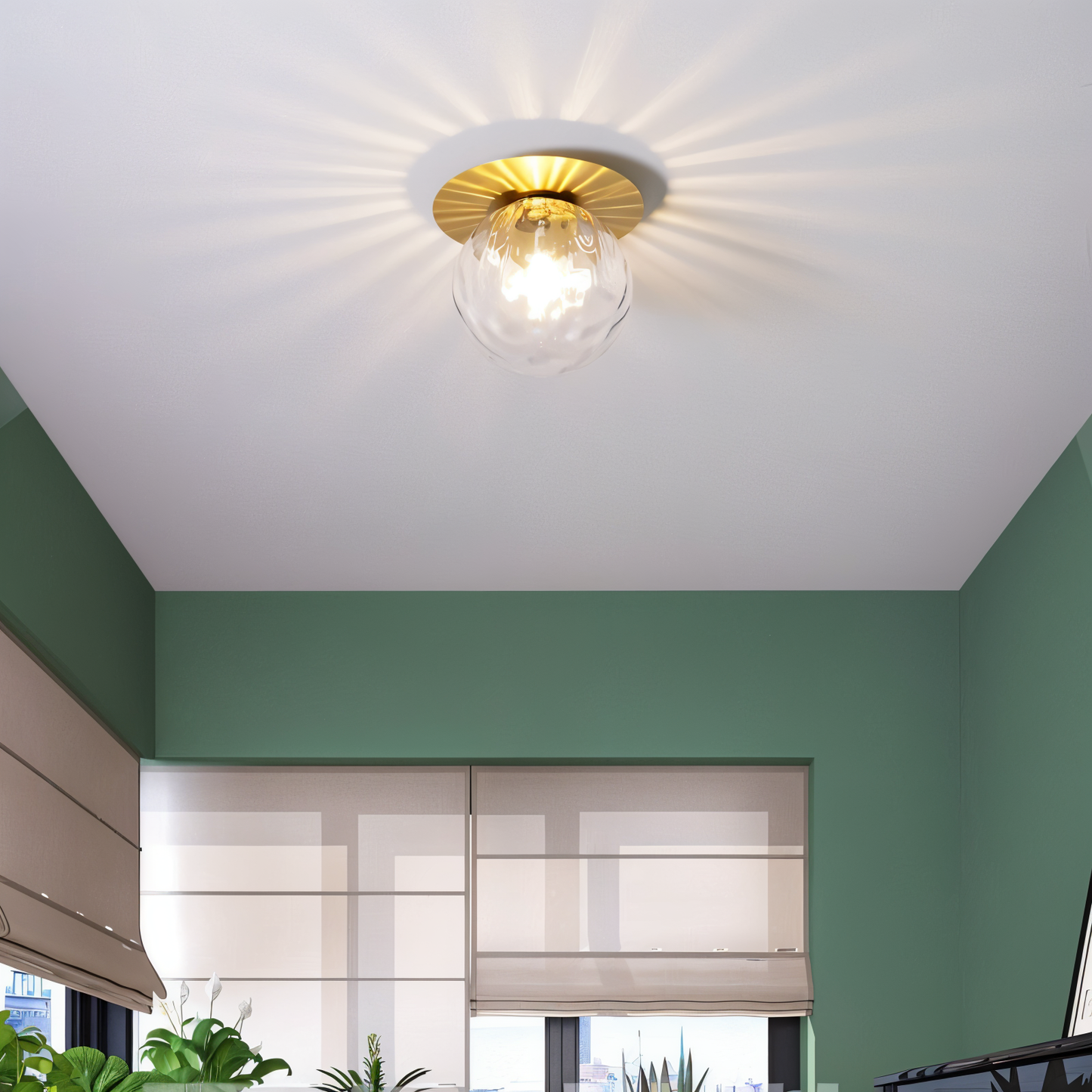 Lustrava | LED-plafondlamp met matte en heldere kristallen bol