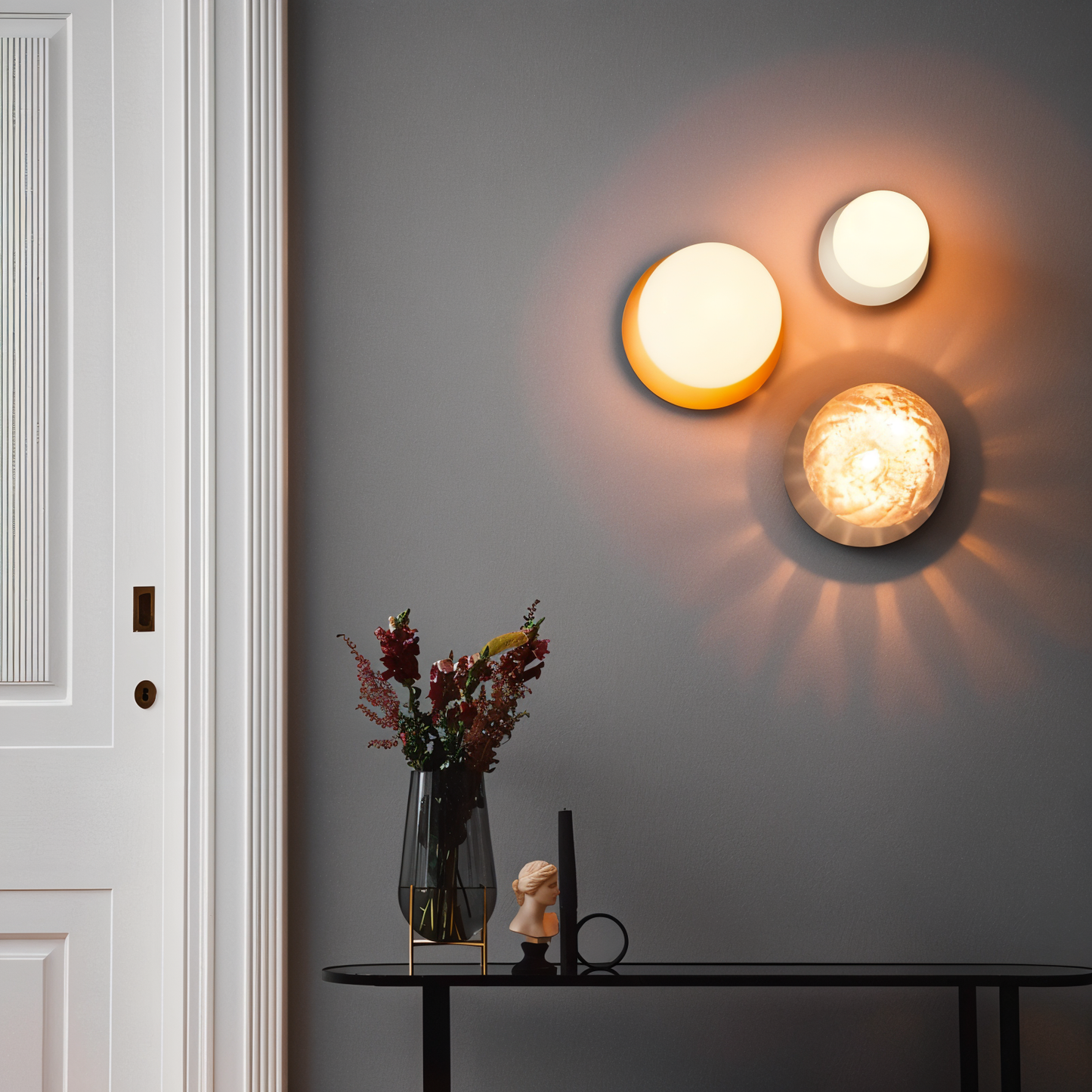 Lustrava | LED-plafondlamp met matte en heldere kristallen bol