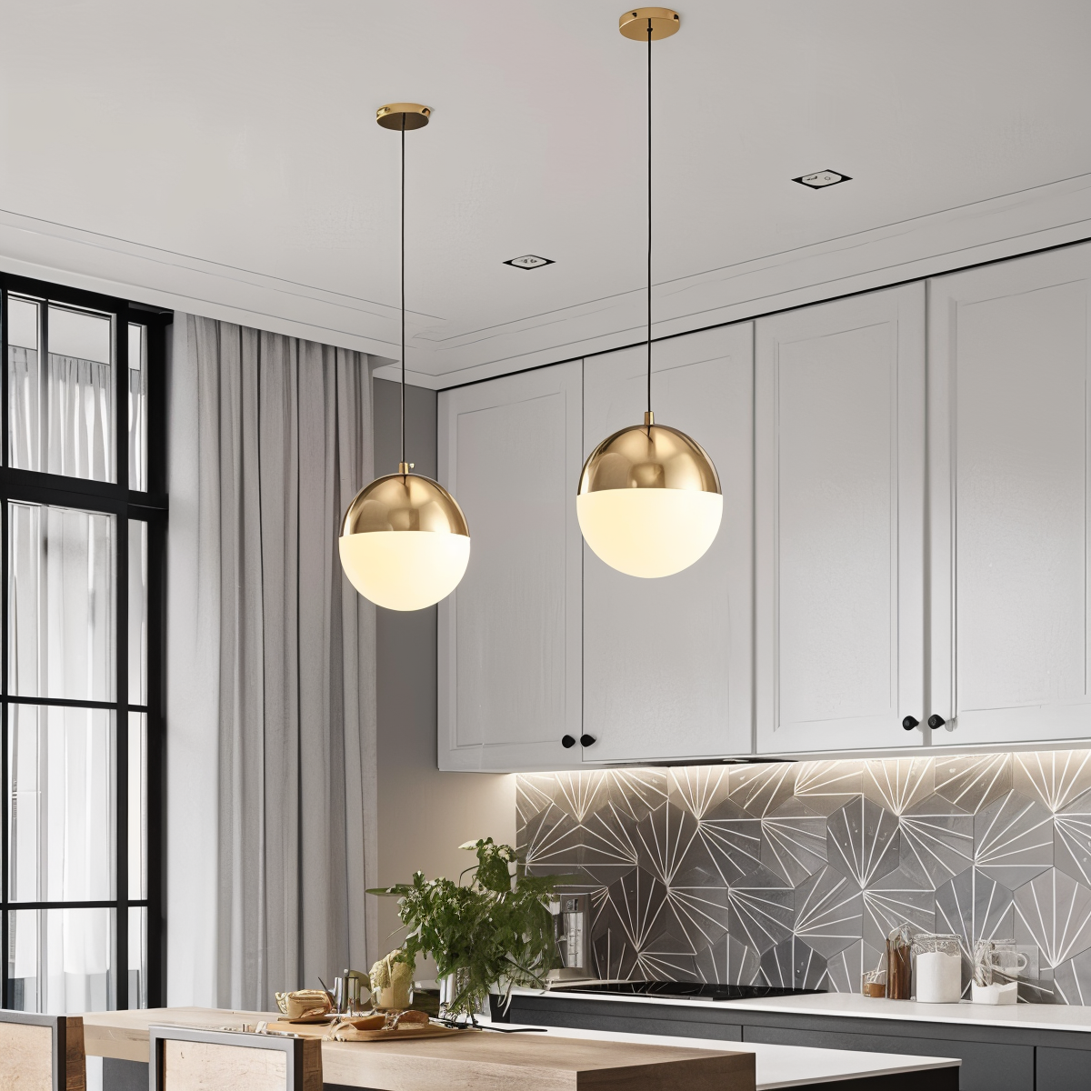 Lustréa | Sferische Kristallen Hanglamp – Goud & Zwarte Afwerking