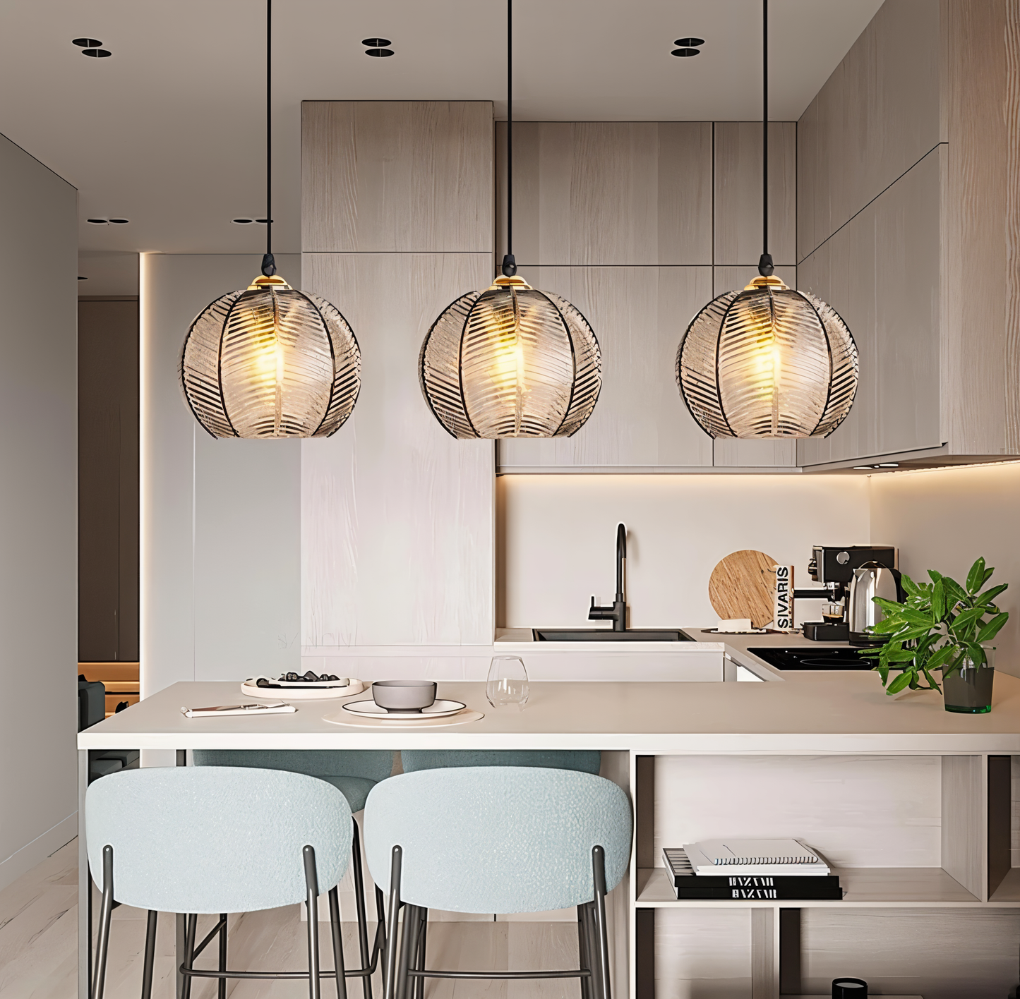 Verrinia | Ophanging en Gestreept Glas – Retro & Moderne Elegant