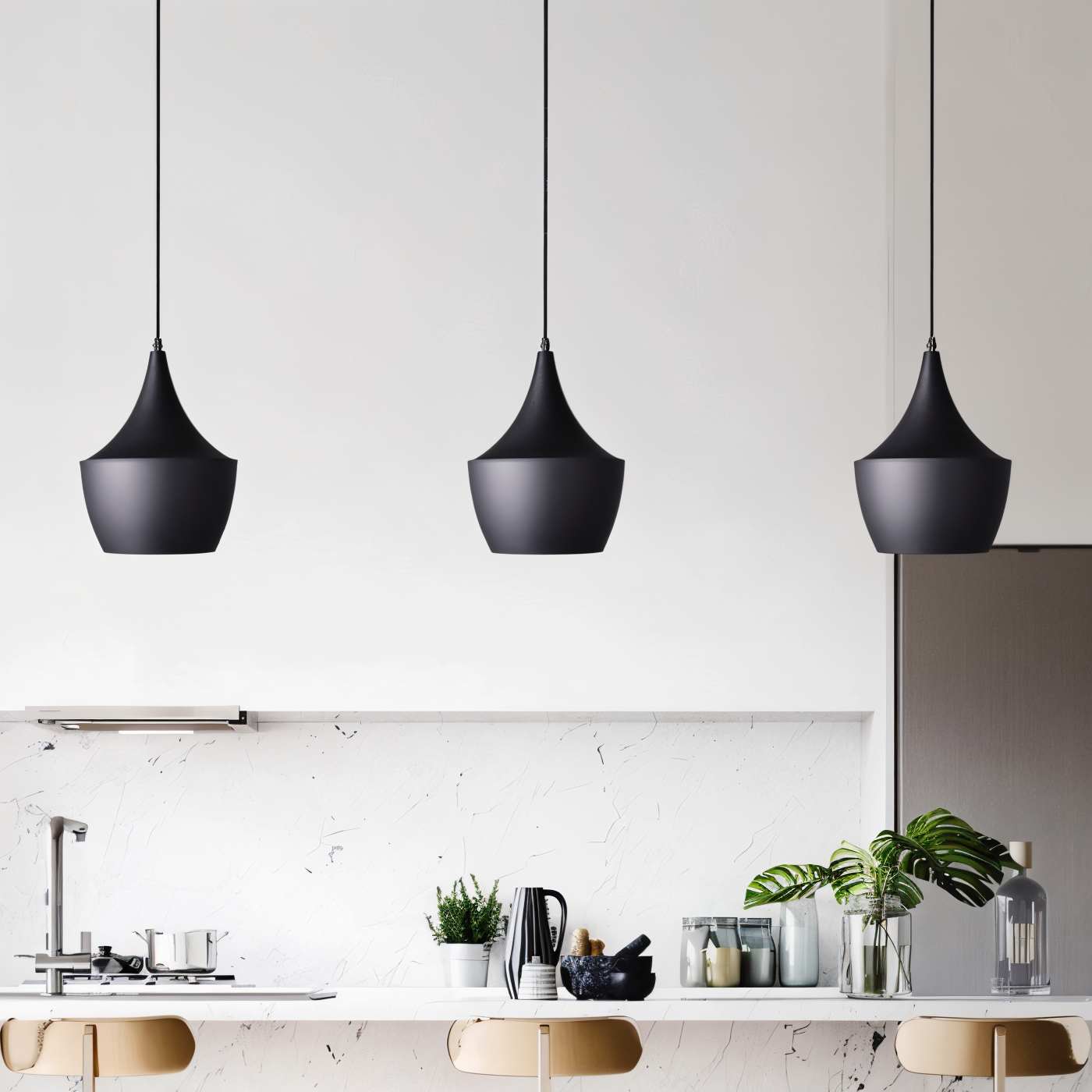 Geomora | Moderne geometrische LED-hanglamp in zwart en wit aluminium