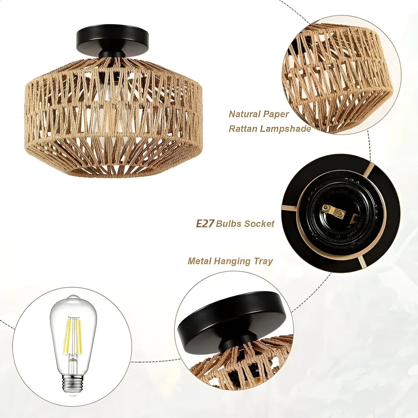 Solbaya | Handgevlochten rotan plafondlamp