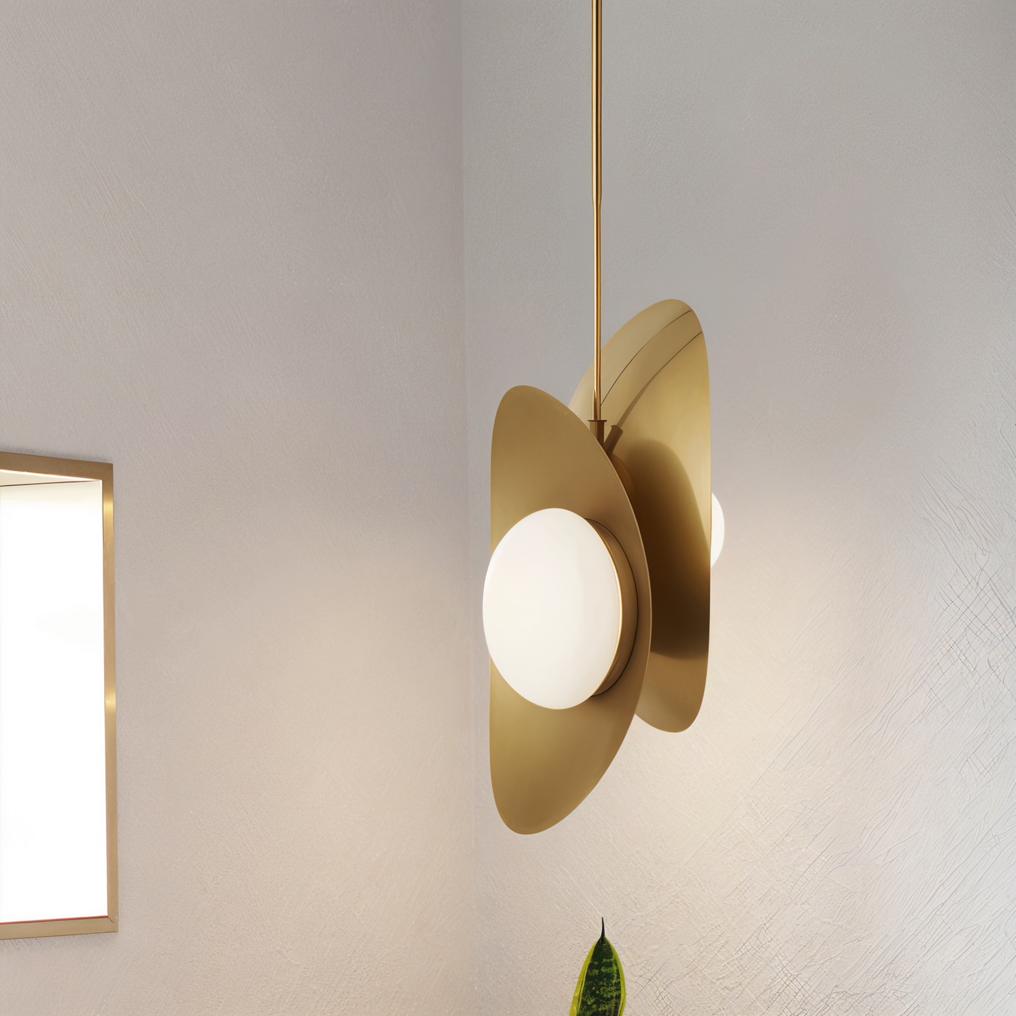 Perlaure | Hanglamp van Geslepen Glas en Verguld Metaal – Luxe Glans
