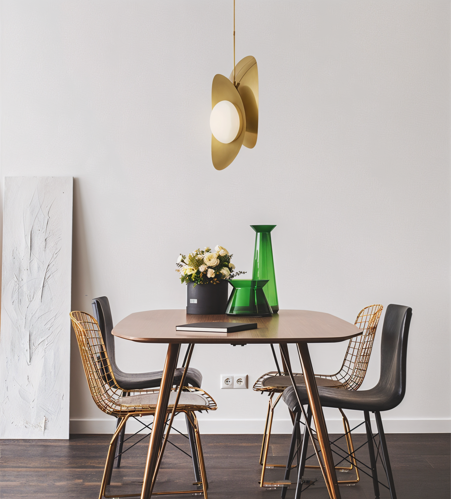 Perlaure | Hanglamp van Geslepen Glas en Verguld Metaal – Luxe Glans