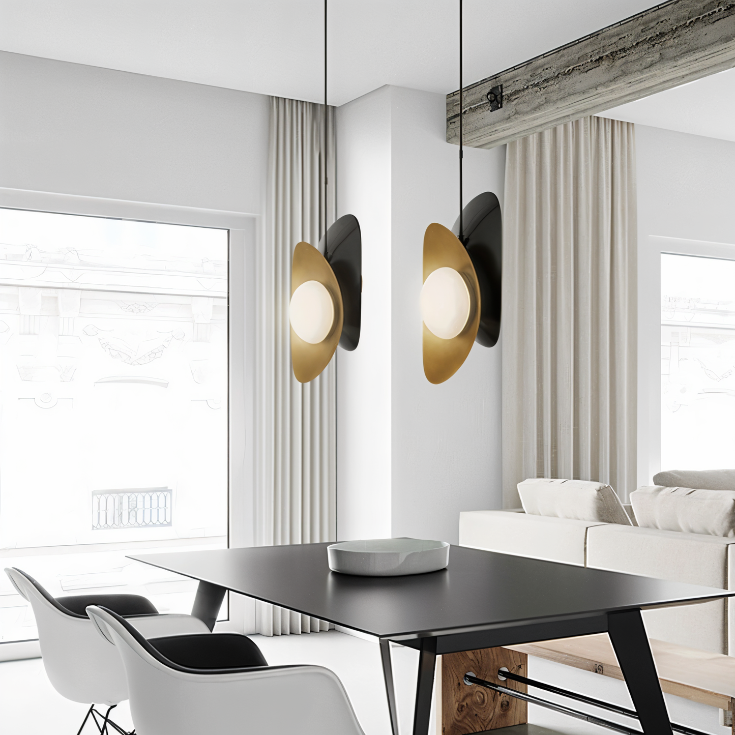 Perlaure | Hanglamp van Geslepen Glas en Verguld Metaal – Luxe Glans