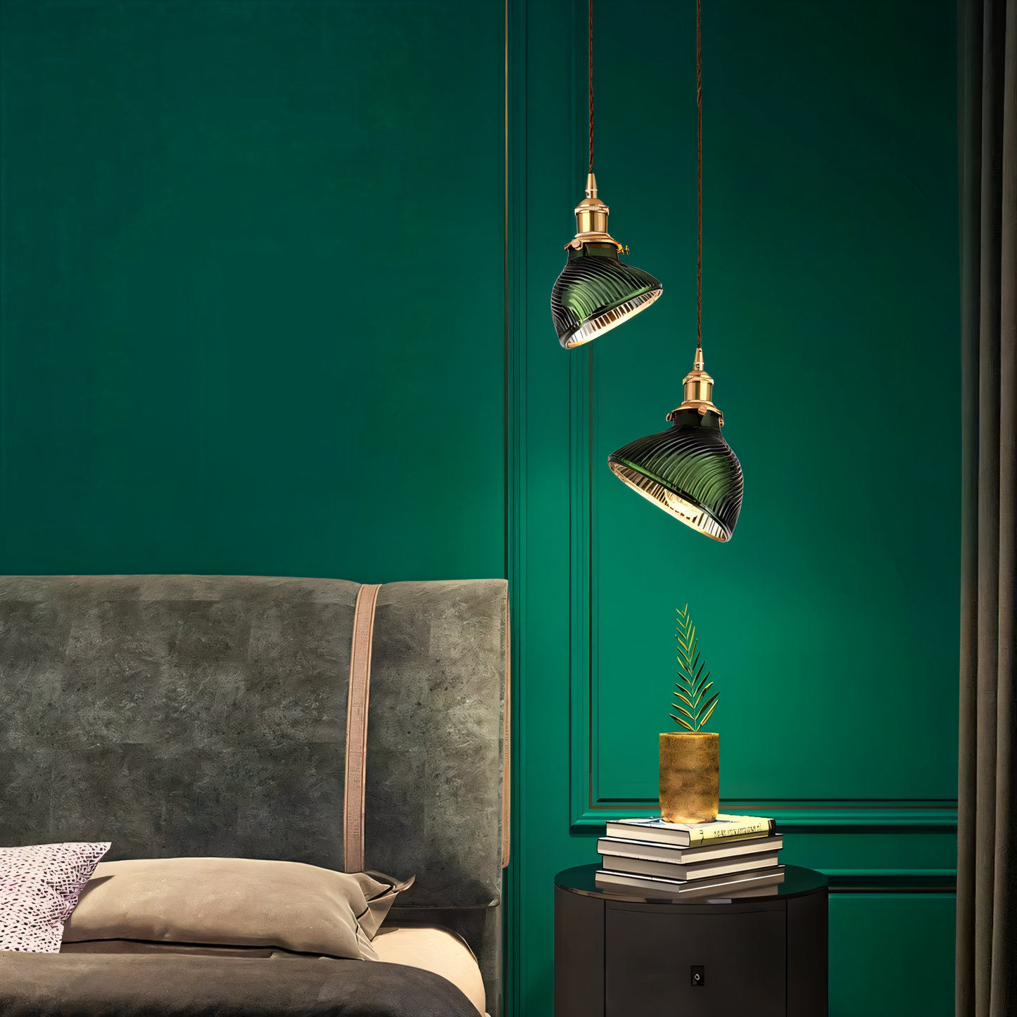 Verdalux | Hanglamp in Groen Geribbeld Glas – Geometrische Noordse Elegantiek