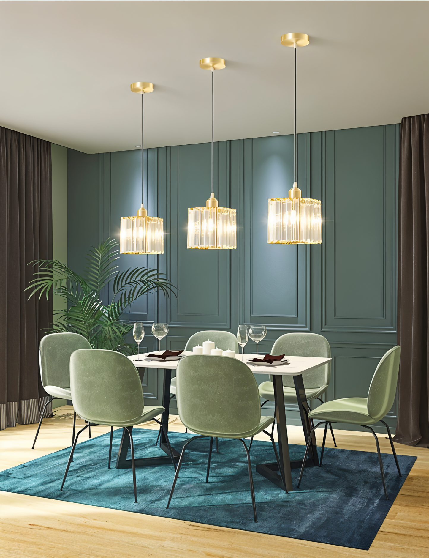 Auréalis | Vierkante Zwarte & Gouden Hanglamp met Kristaldetails