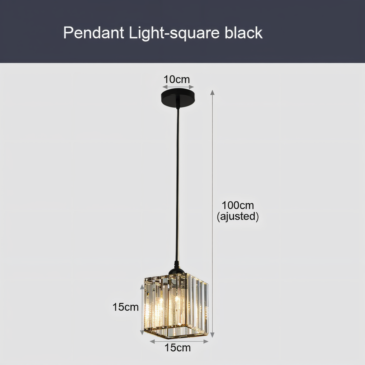 Auréalis | Vierkante Zwarte & Gouden Hanglamp met Kristaldetails