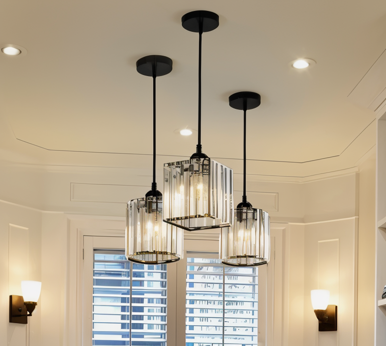 Auréalis | Vierkante Zwarte & Gouden Hanglamp met Kristaldetails