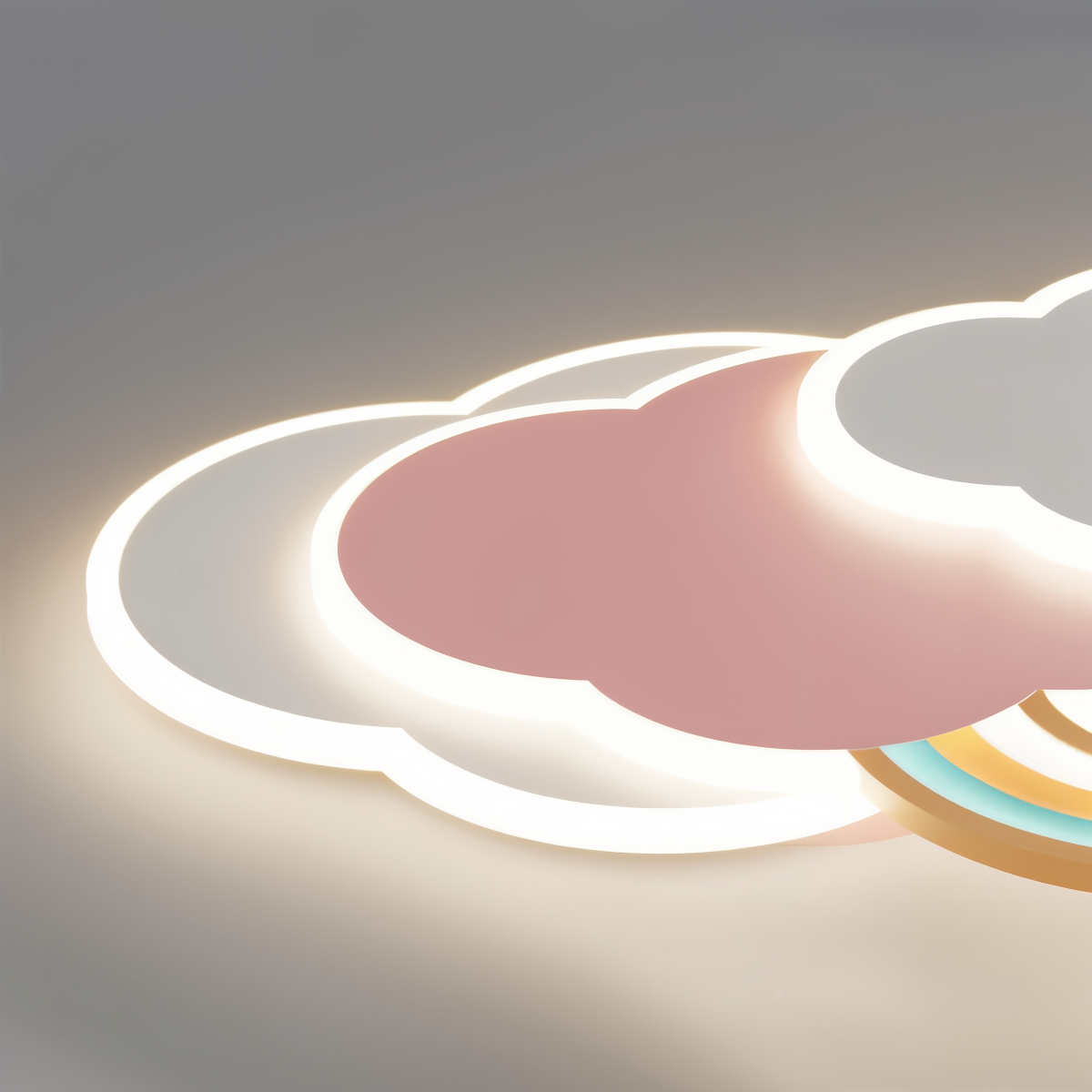 PinkCloud – LED-plafondlamp gekleurd Wolk en Regenboog