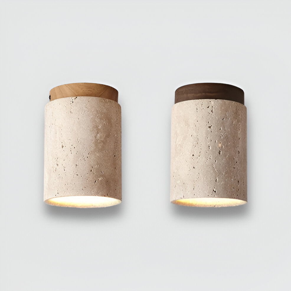 Travellis | LED-plafondlamp in travertin en hout