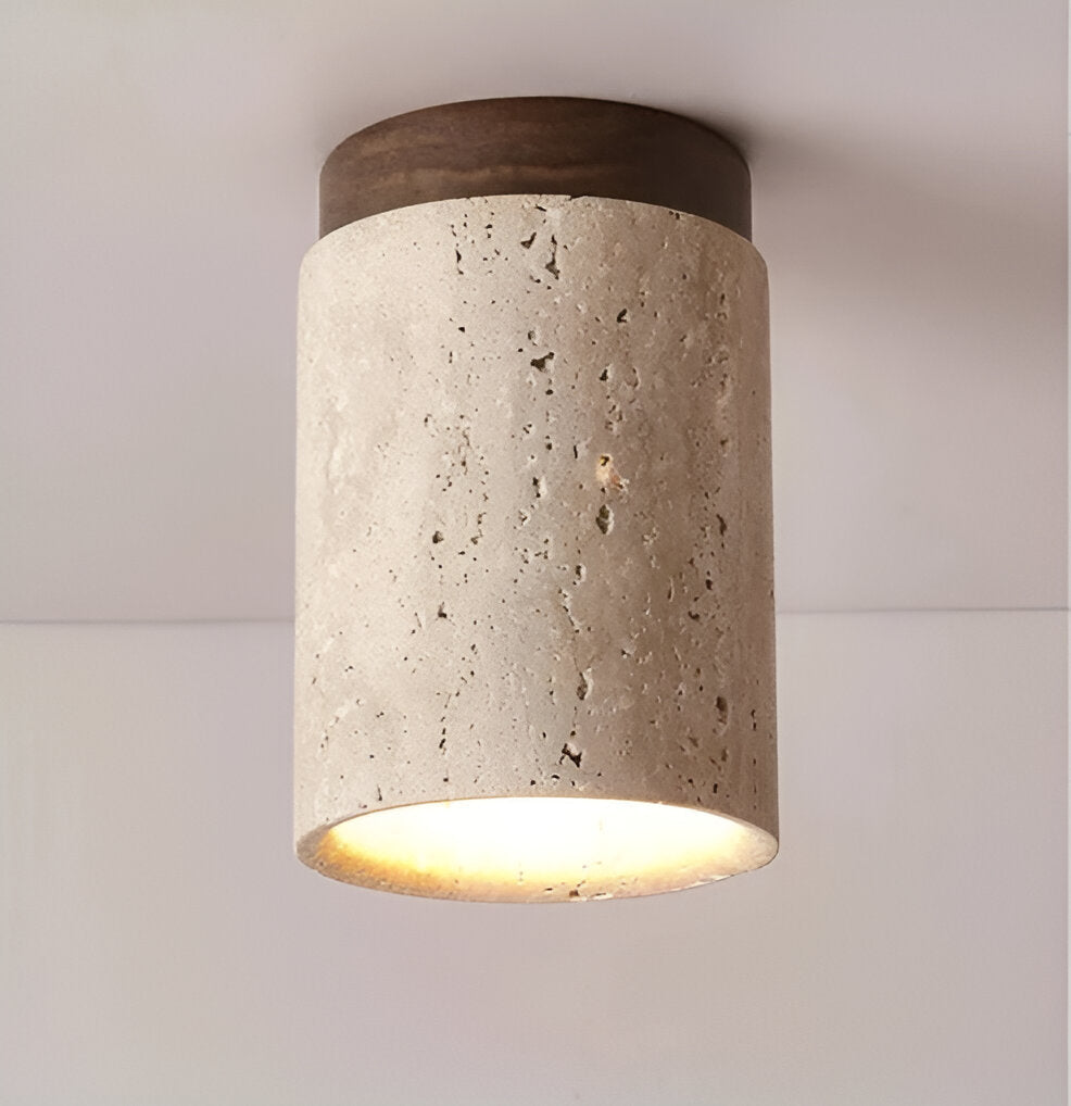 Travellis | LED-plafondlamp in travertin en hout