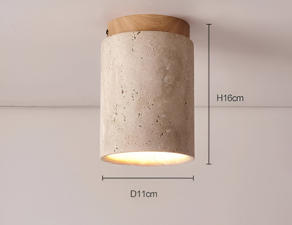 Travellis | LED-plafondlamp in travertin en hout