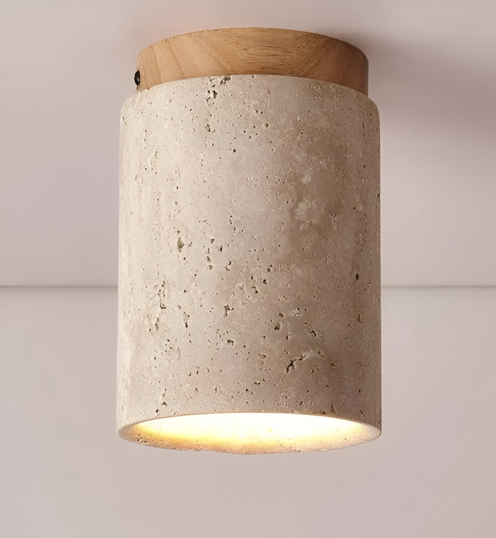 Travellis | LED-plafondlamp in travertin en hout