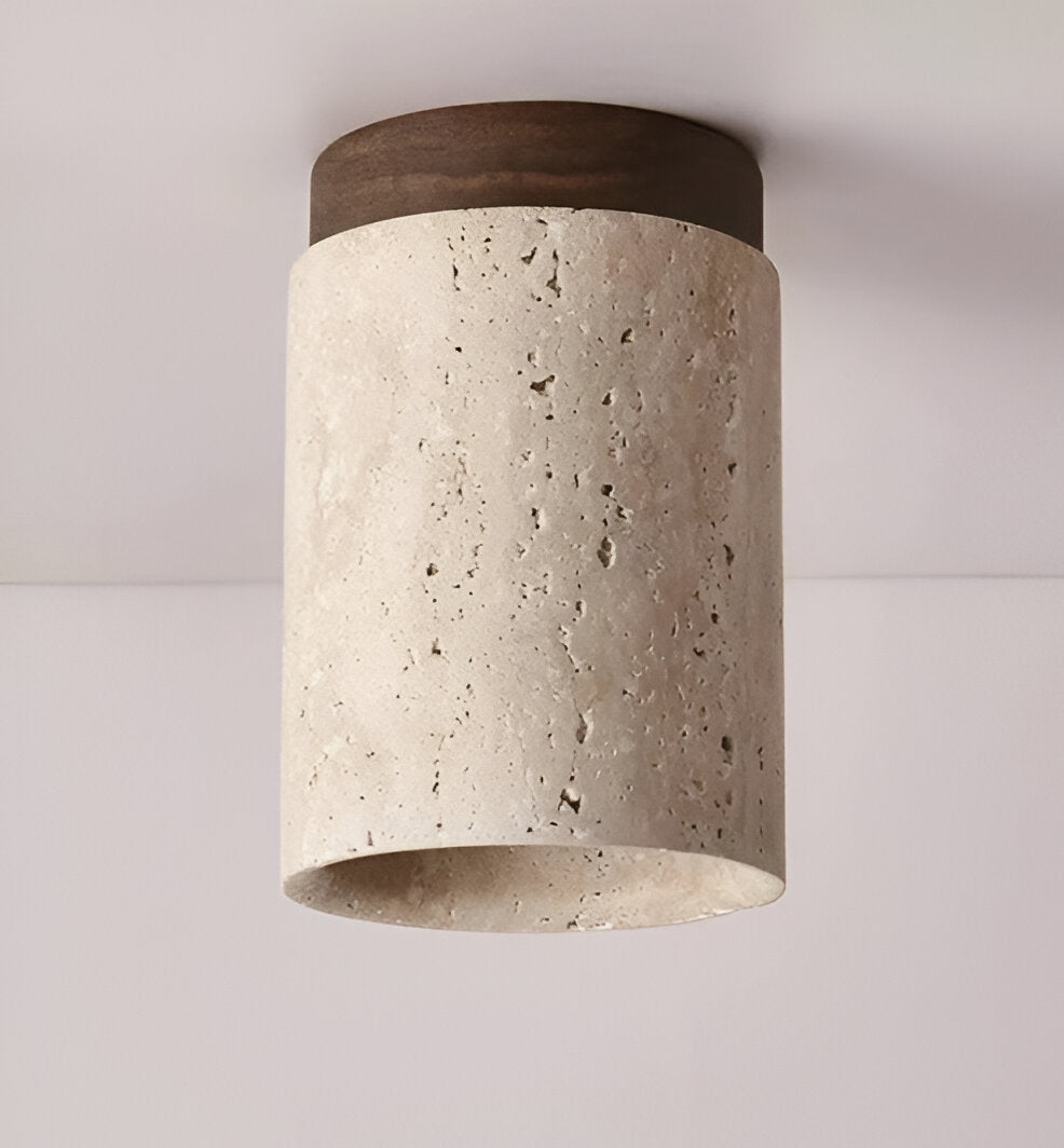 Travellis | LED-plafondlamp in travertin en hout
