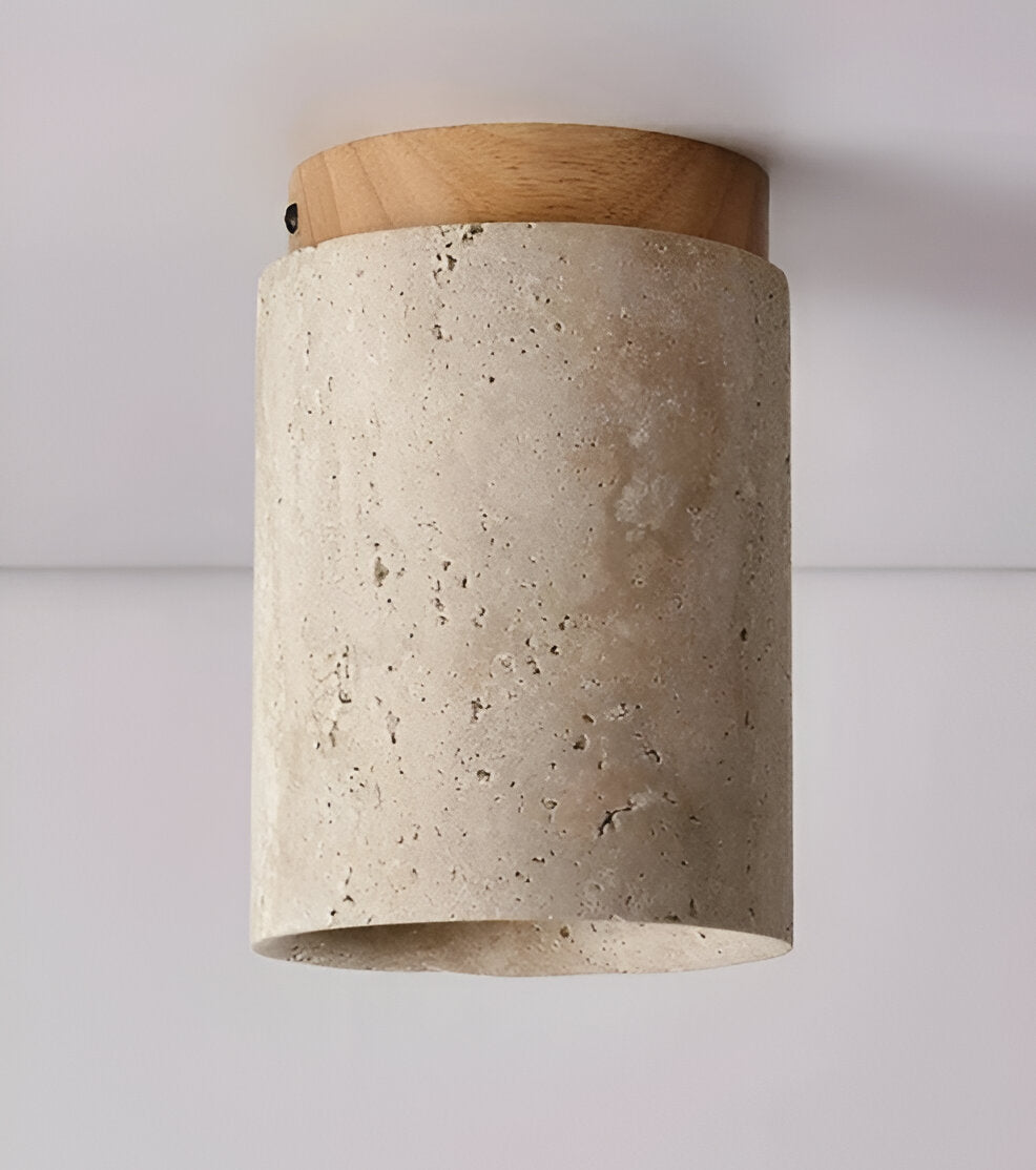 Travellis | LED-plafondlamp in travertin en hout