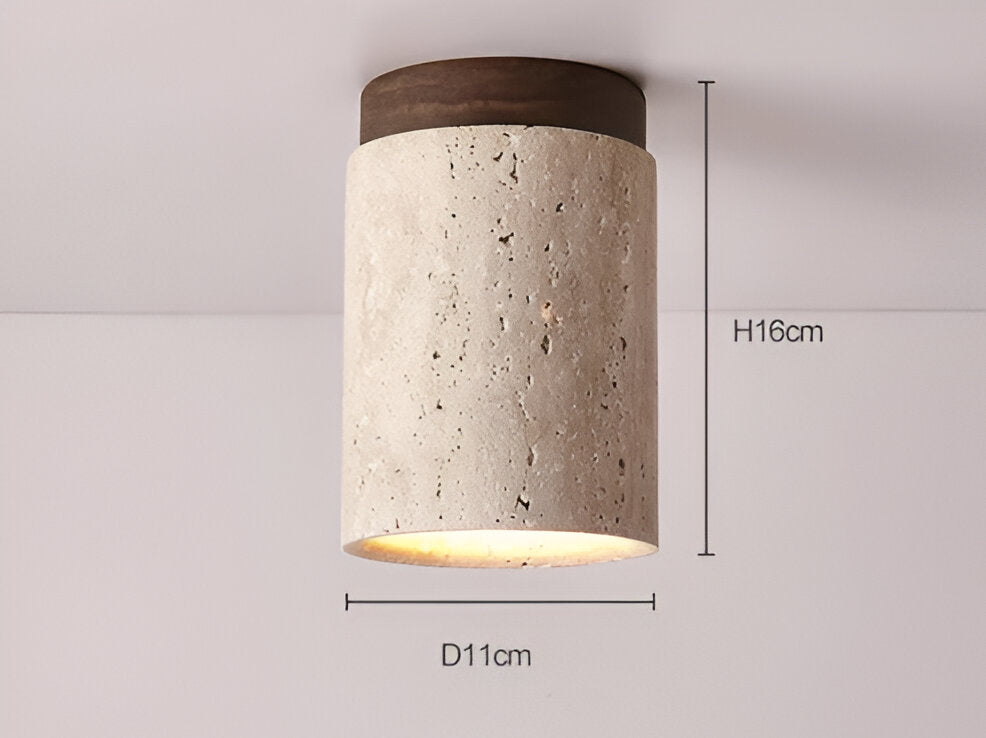 Travellis | LED-plafondlamp in travertin en hout