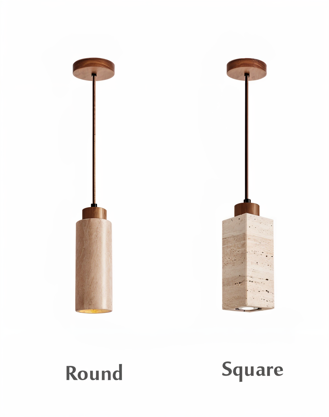 MarmoFina – Cilindrische hanglamp van marmer en hout