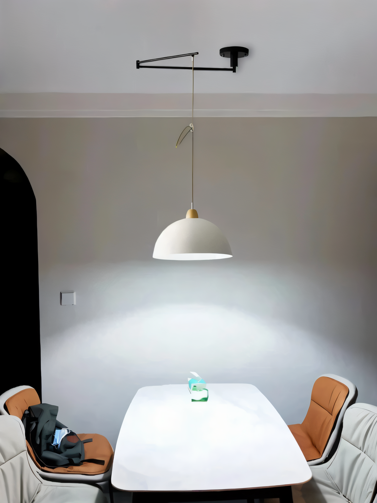 Domelune | Verstelbare Koepelhanglamp van IJzer en Hout – Moderne LED Verlichting