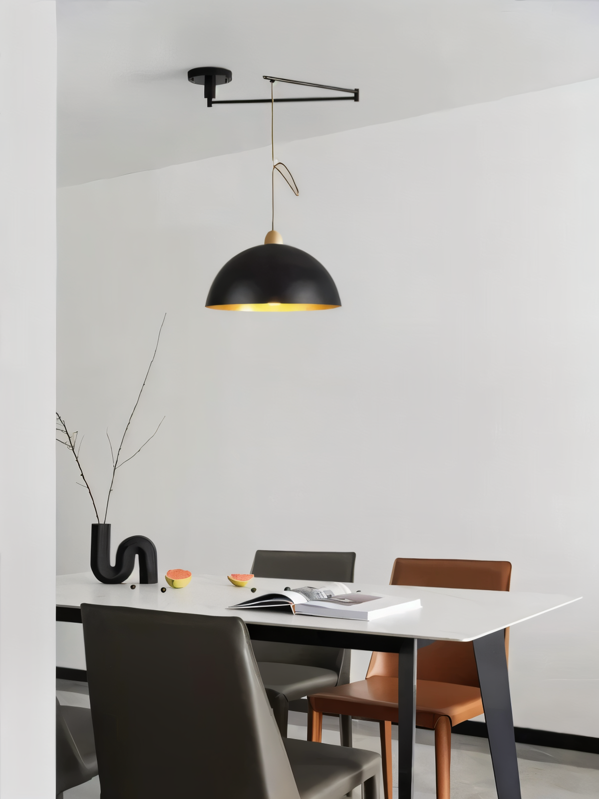 Domelune | Verstelbare Koepelhanglamp van IJzer en Hout – Moderne LED Verlichting