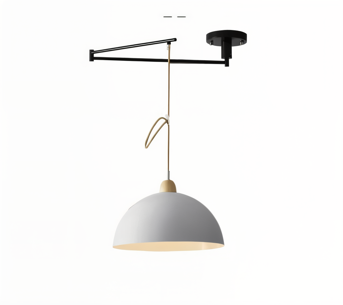 Domelune | Verstelbare Koepelhanglamp van IJzer en Hout – Moderne LED Verlichting