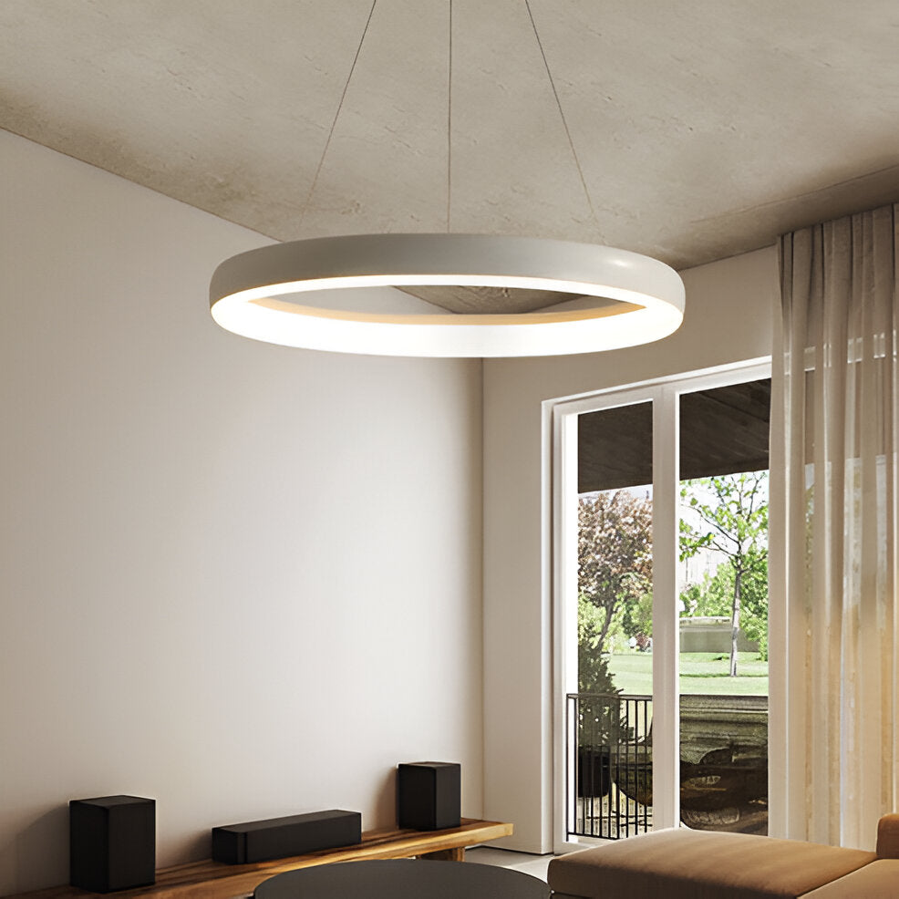 Lunessa | Suspension LED Circulaire Minimaliste – Noir & Blanc Épuré