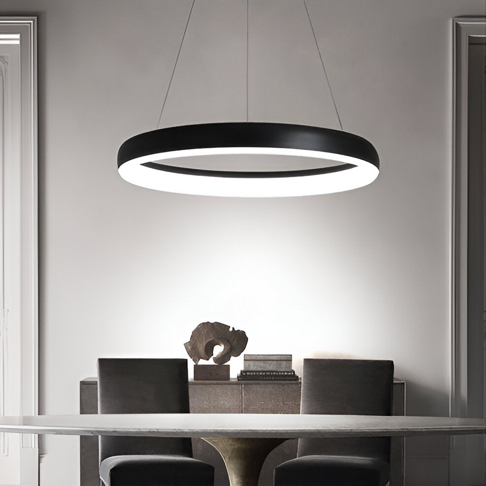 Lunessa | Suspension LED Circulaire Minimaliste – Noir & Blanc Épuré