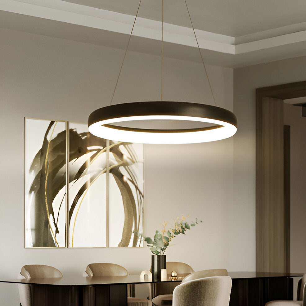 Lunessa | Suspension LED Circulaire Minimaliste – Noir & Blanc Épuré