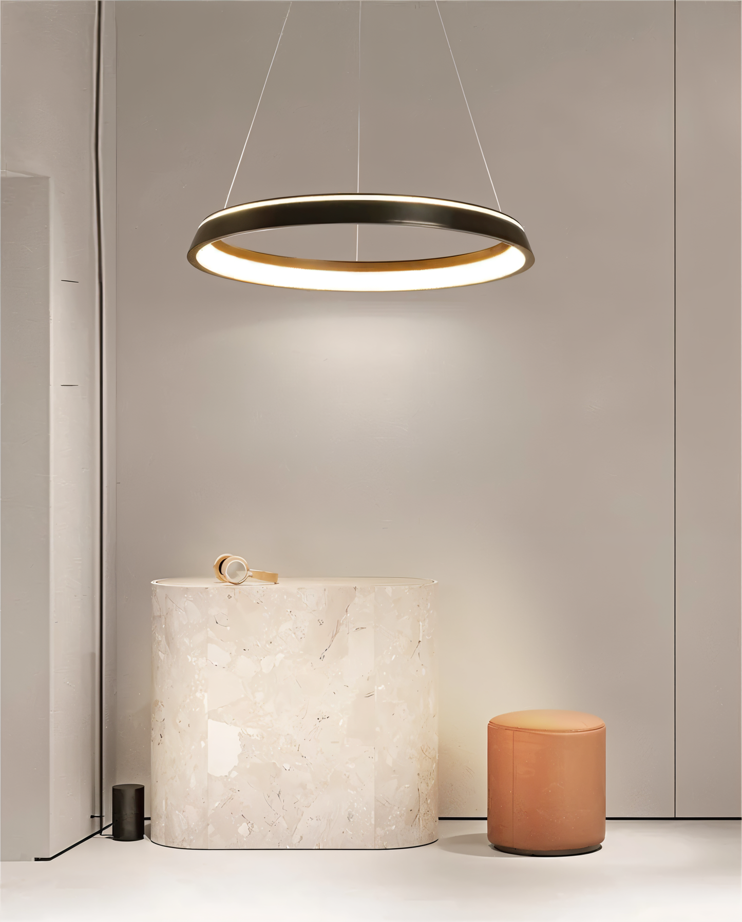 Lunessa | Suspension LED Circulaire Minimaliste – Noir & Blanc Épuré
