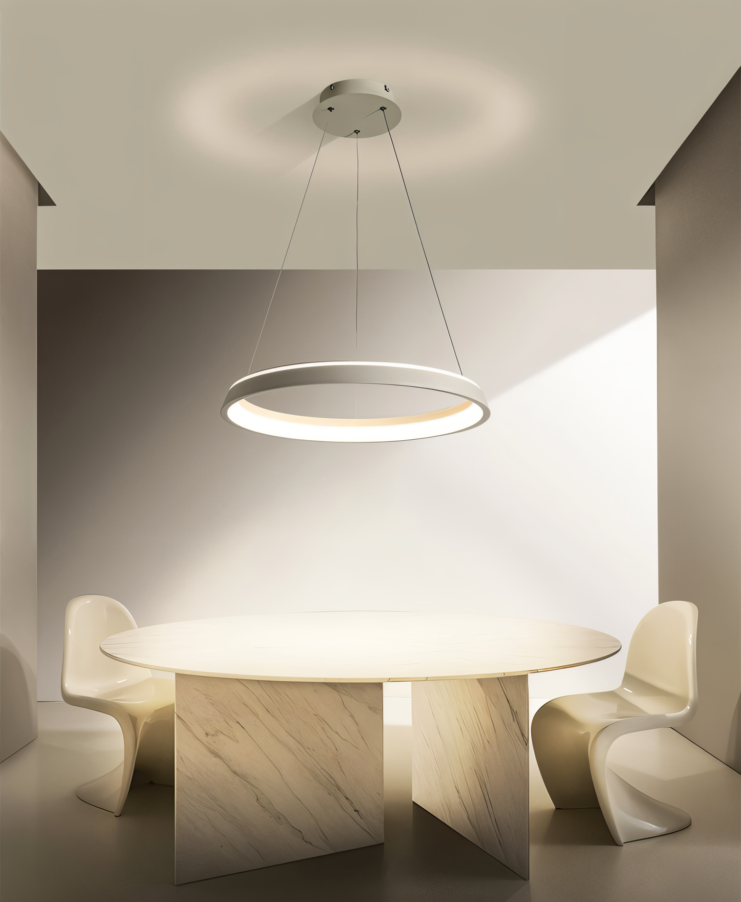 Lunessa | Suspension LED Circulaire Minimaliste – Noir & Blanc Épuré