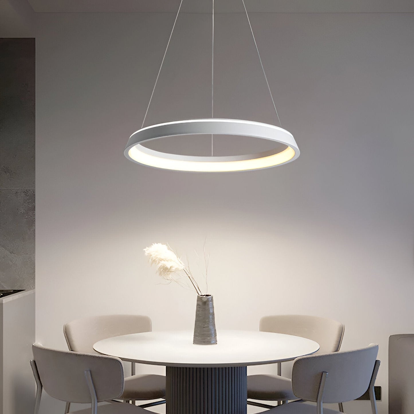Lunessa | Suspension LED Circulaire Minimaliste – Noir & Blanc Épuré