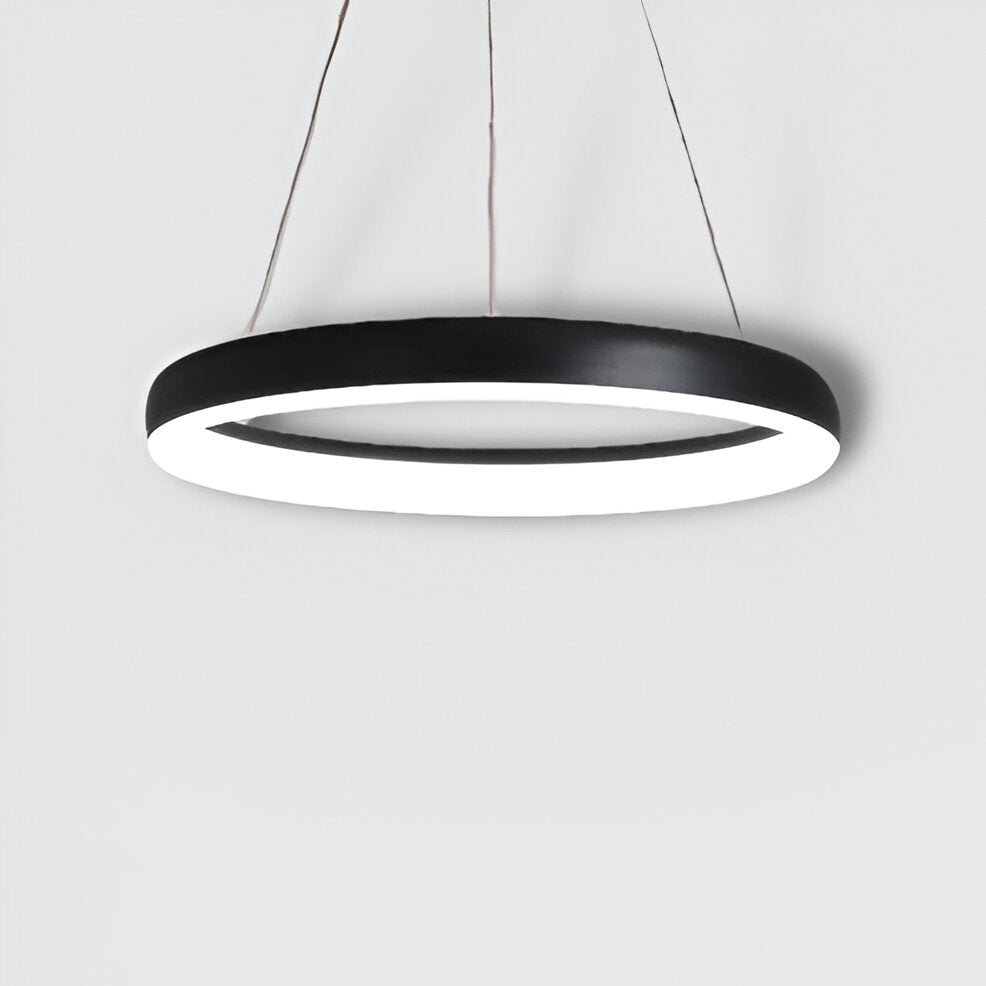 Lunessa | Suspension LED Circulaire Minimaliste – Noir & Blanc Épuré