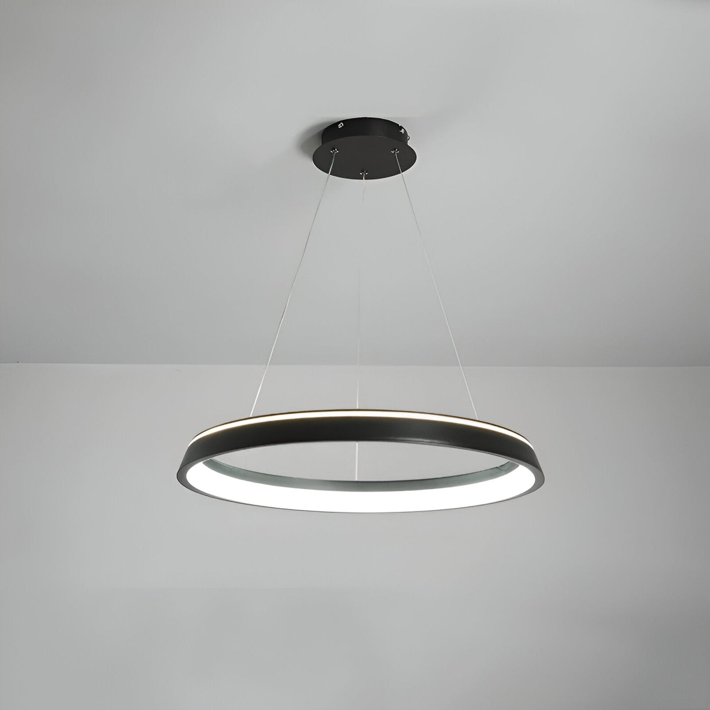 Lunessa | Suspension LED Circulaire Minimaliste – Noir & Blanc Épuré