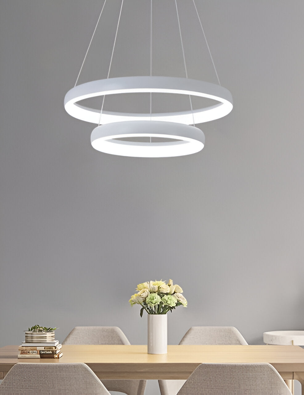 Lunessa | Suspension LED Circulaire Minimaliste – Noir & Blanc Épuré