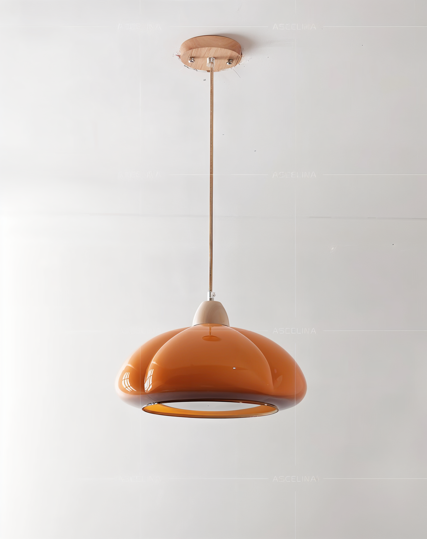 Gourmelle | Retro Pompoen Hanglamp in Glas en Hout – Natuurlijk Noord-Europees Stijl