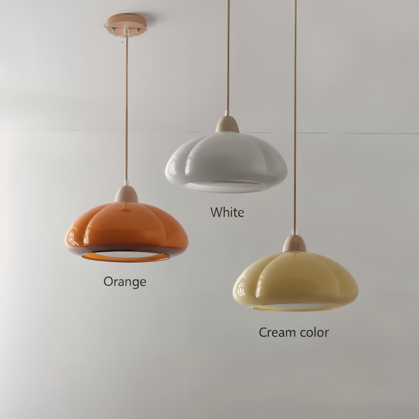 Gourmelle | Retro Pompoen Hanglamp in Glas en Hout – Natuurlijk Noord-Europees Stijl