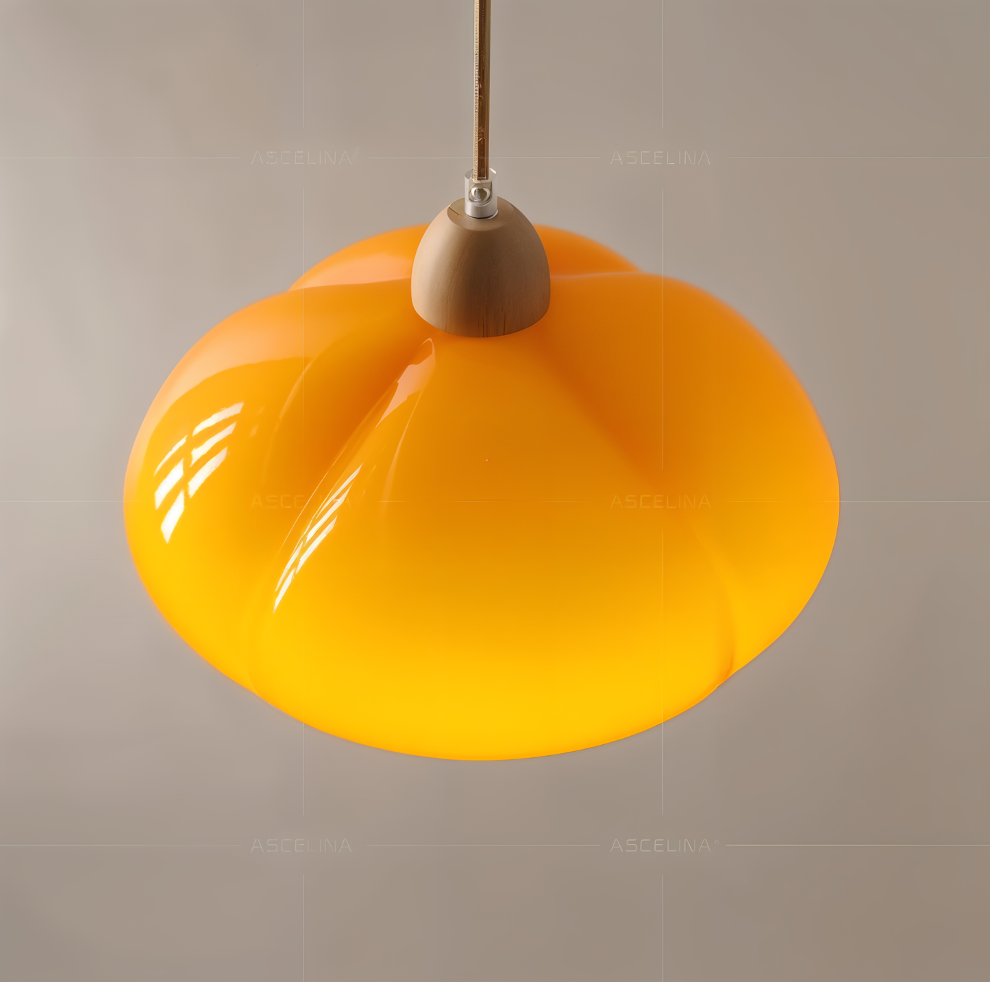 Gourmelle | Retro Pompoen Hanglamp in Glas en Hout – Natuurlijk Noord-Europees Stijl