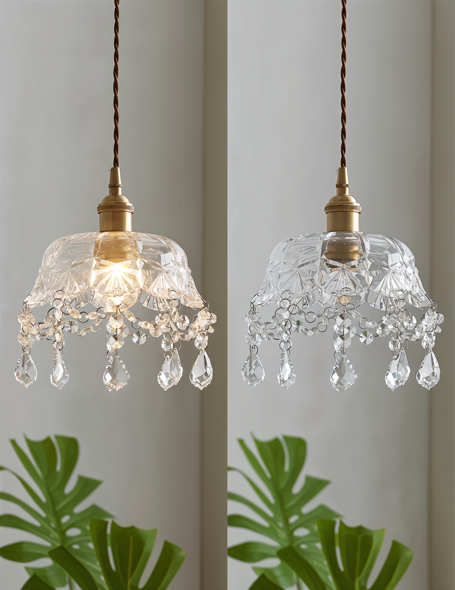 ClariBell | Suspension Vintage en Verre Cristallin & Laiton – Élégance Classique