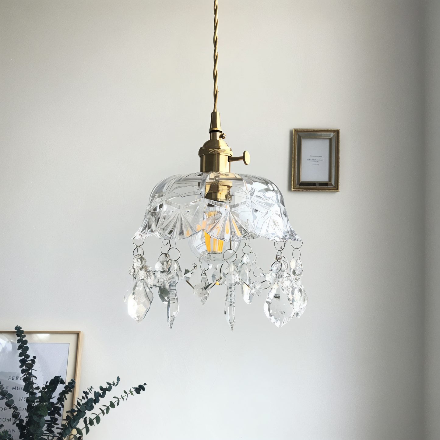 ClariBell | Suspension Vintage en Verre Cristallin & Laiton – Élégance Classique