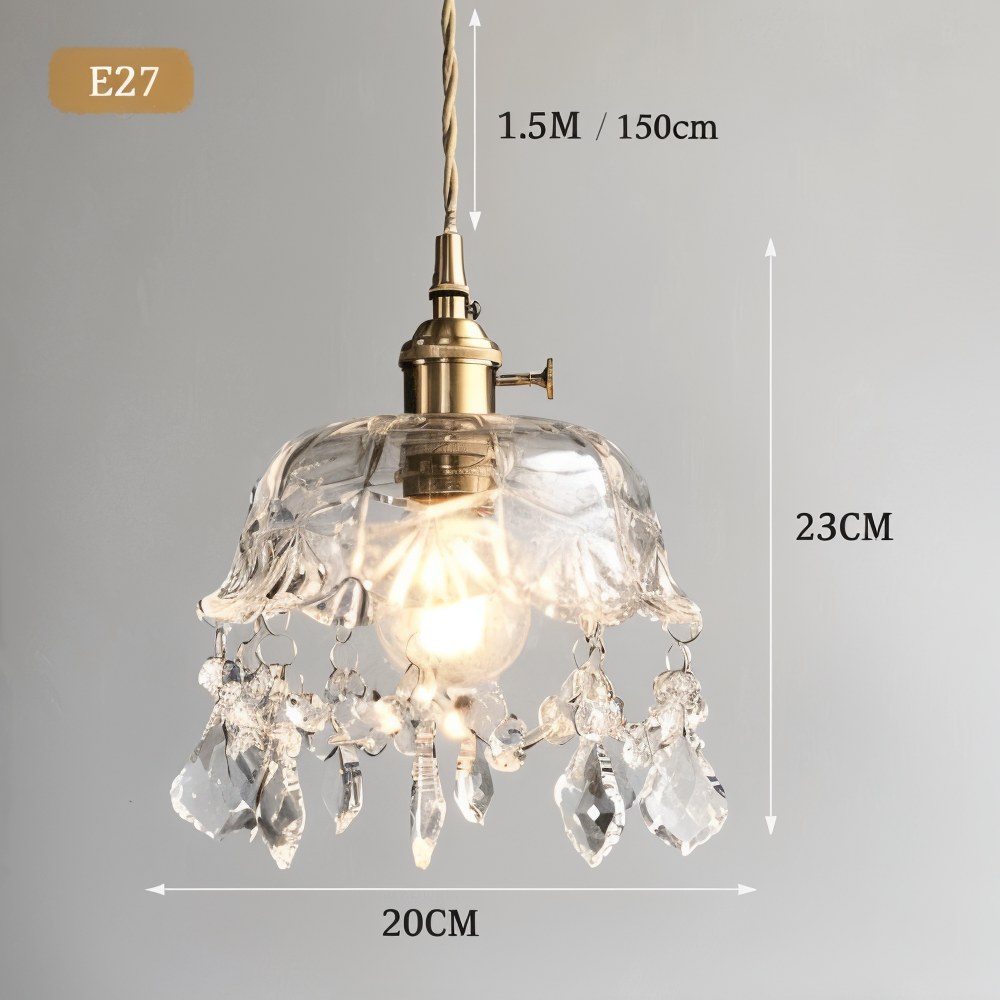 ClariBell | Suspension Vintage en Verre Cristallin & Laiton – Élégance Classique
