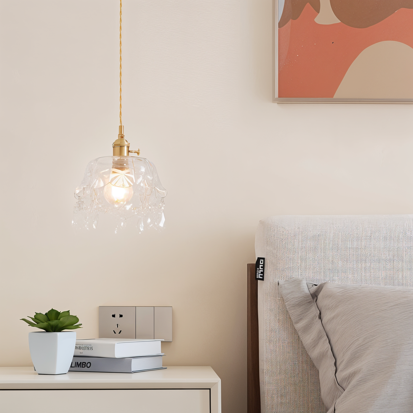 ClariBell | Suspension Vintage en Verre Cristallin & Laiton – Élégance Classique