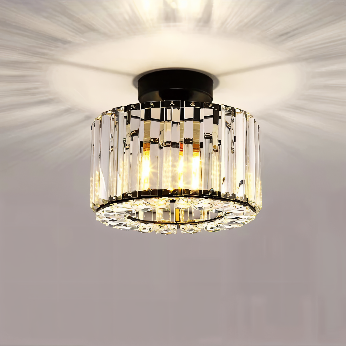 ShimmerCryst | Semi-inbouwplafondlamp van kristal en smeedijzer