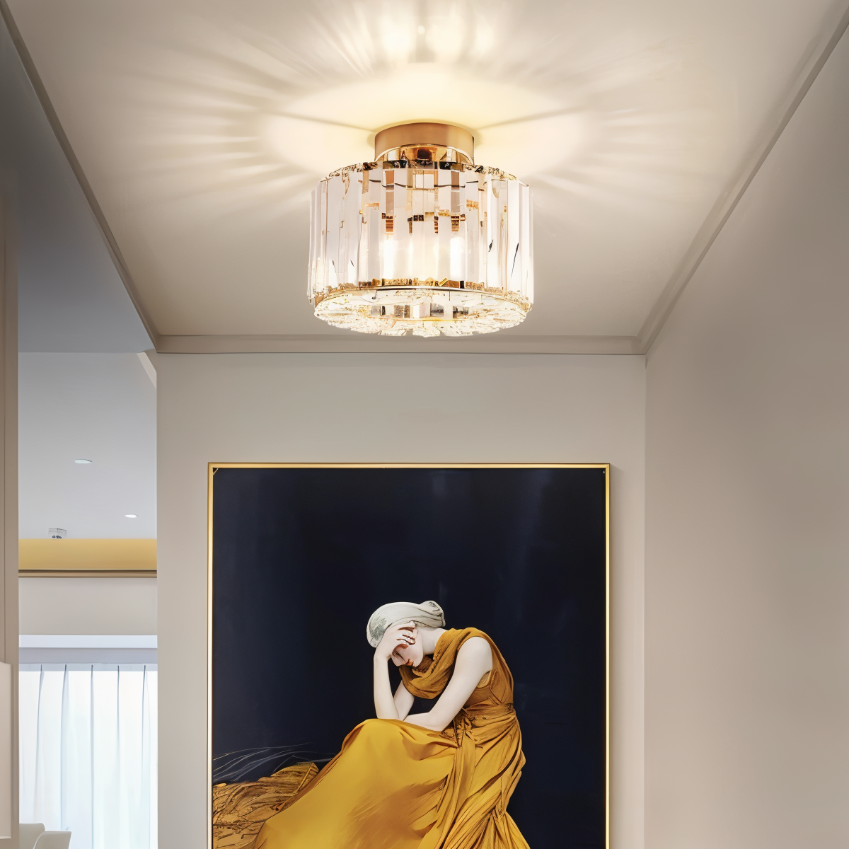 ShimmerCryst | Semi-inbouwplafondlamp van kristal en smeedijzer