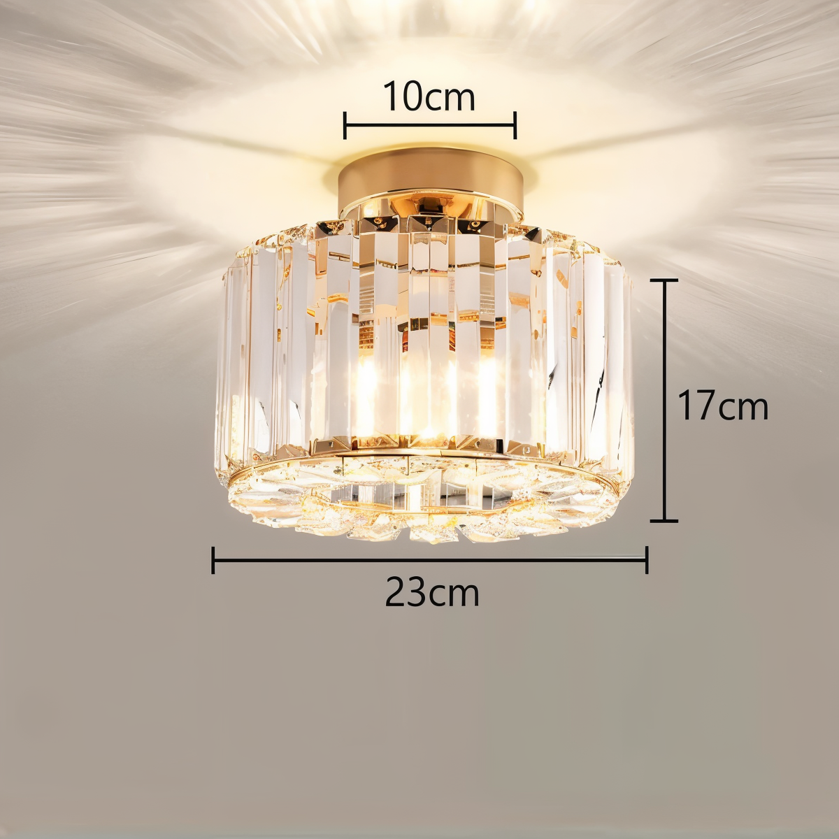 ShimmerCryst | Semi-inbouwplafondlamp van kristal en smeedijzer