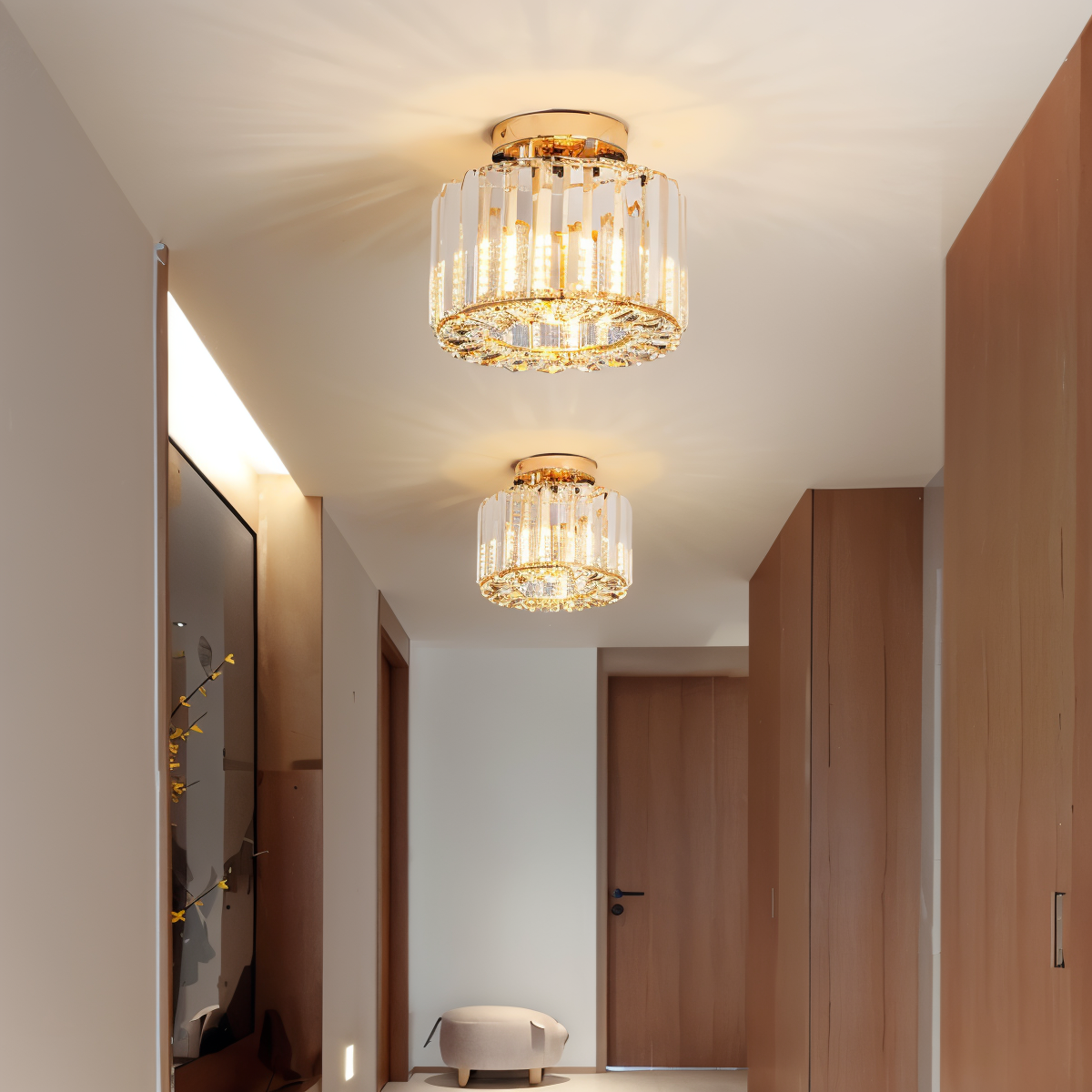ShimmerCryst | Semi-inbouwplafondlamp van kristal en smeedijzer