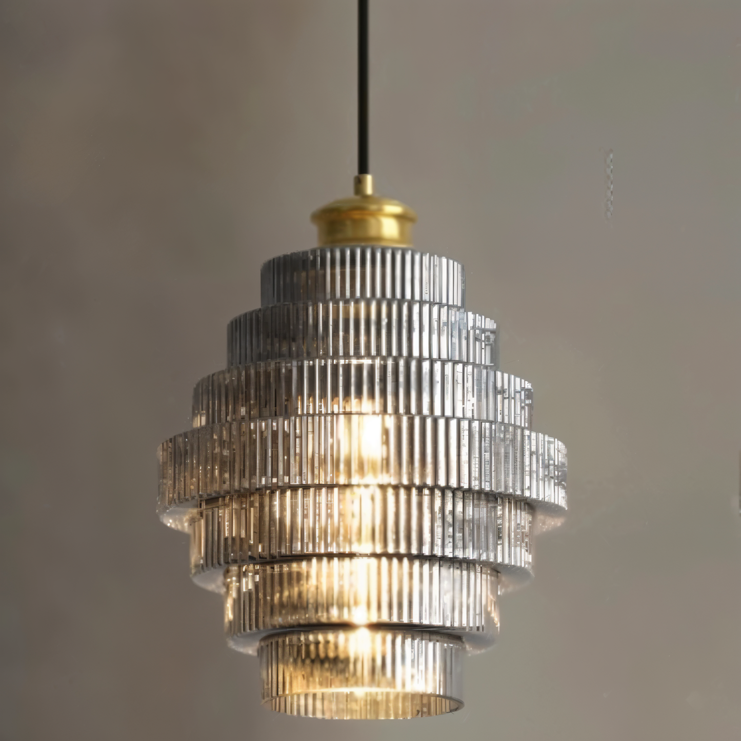BrassLayer – Retro hanglamp van glas en messing met gelaagd ontwerp