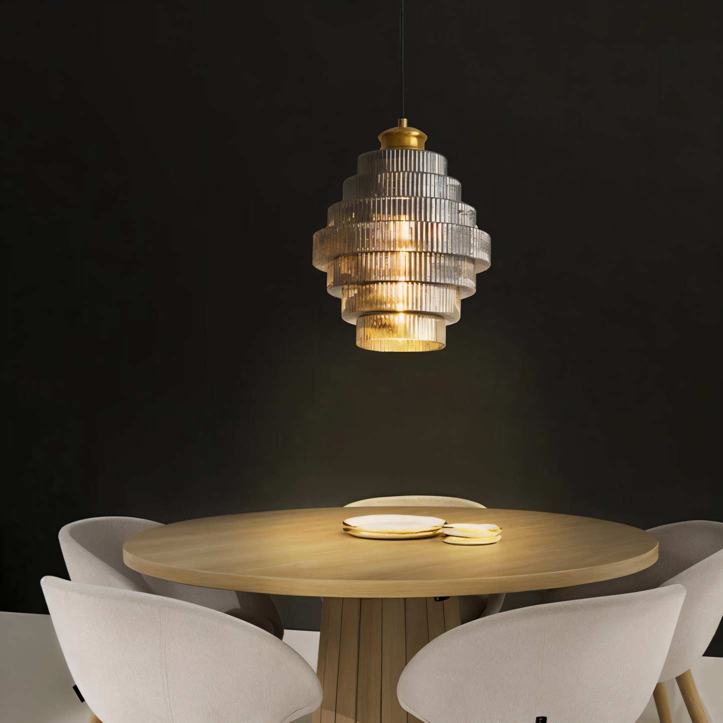 BrassLayer – Retro hanglamp van glas en messing met gelaagd ontwerp