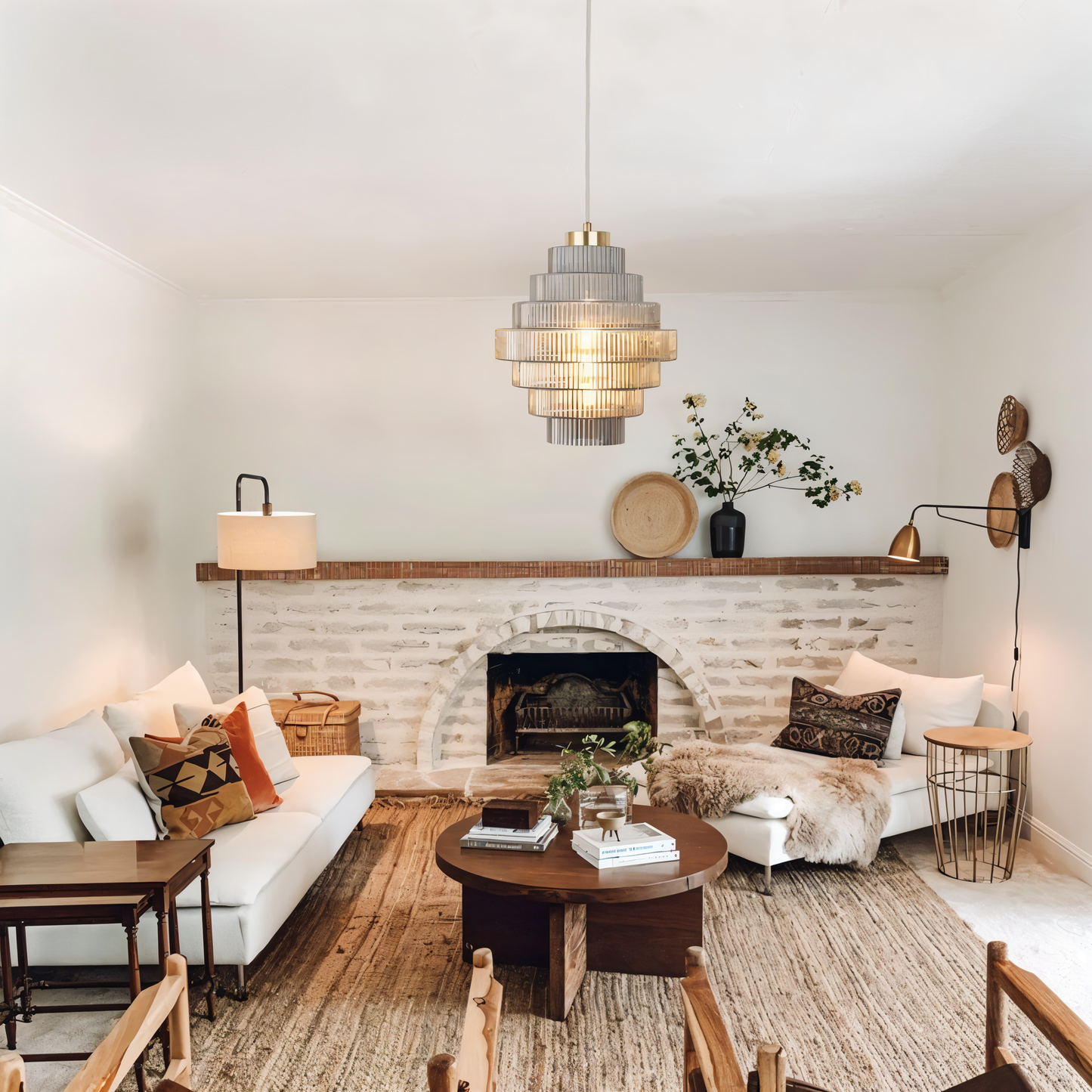 BrassLayer – Retro hanglamp van glas en messing met gelaagd ontwerp
